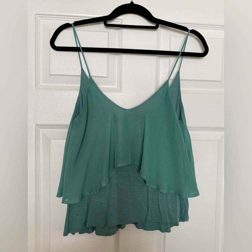 Anthropologie Sparkle&Fade Women’s Green Swing Tank